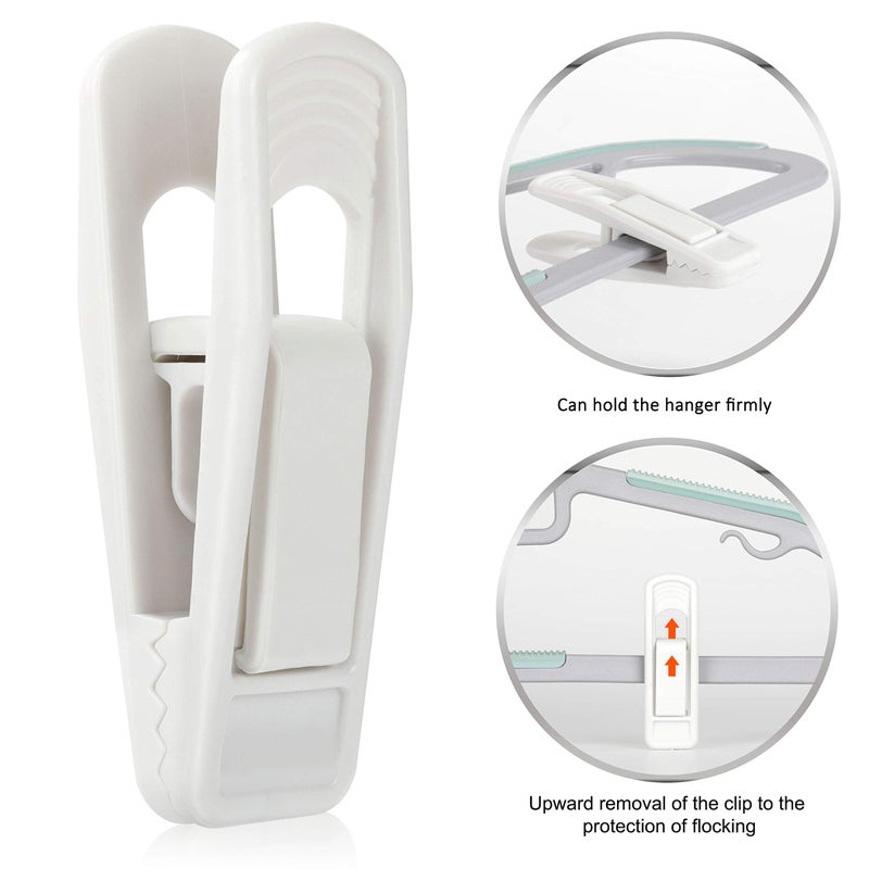 Tinfol 40pc Hanger Clips - White Strong Pinch Grip Clips for Use with Slim-line Clothes Velvet Hangers  Multi-Purpose Finger Clips for Home - Image 4
